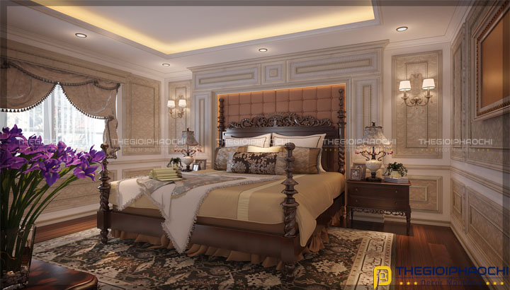 nghệ thuật trang trí phào chỉ hàn quốc phòng ngủ biệt thự